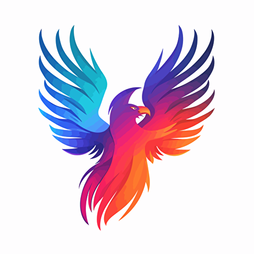 logo like Firefox of a falcon wings with mixing with a fortress, vector, gradient