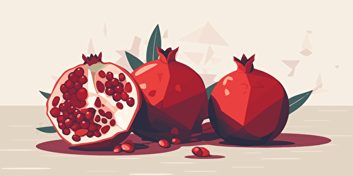 Pomegranate flat simple illustration. vector style, red and white tones.
