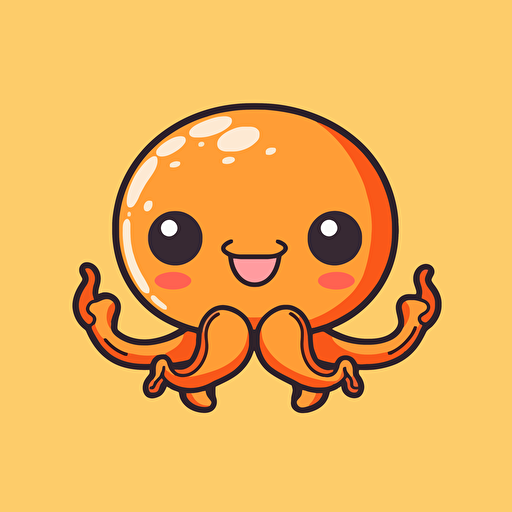 a simple flat logo featuring a smiling anime kawaii octopus with all 8 arms visible, vector image, 32k uhd