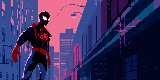 a vector flat 2d splatwork spray painted similar to spiderman into the spiderverse colors new york wall