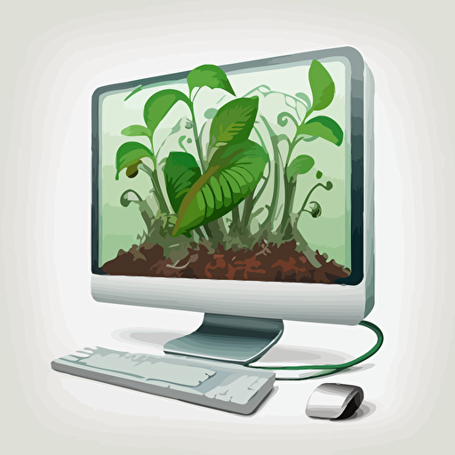 image vectorielle de'ordinateur et de plante verte