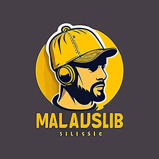 a simple vector logo for the brand for music producer wearing a yellow beanie