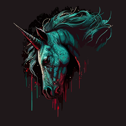 horror, unicorn logo, icon, vector, illustrator, head