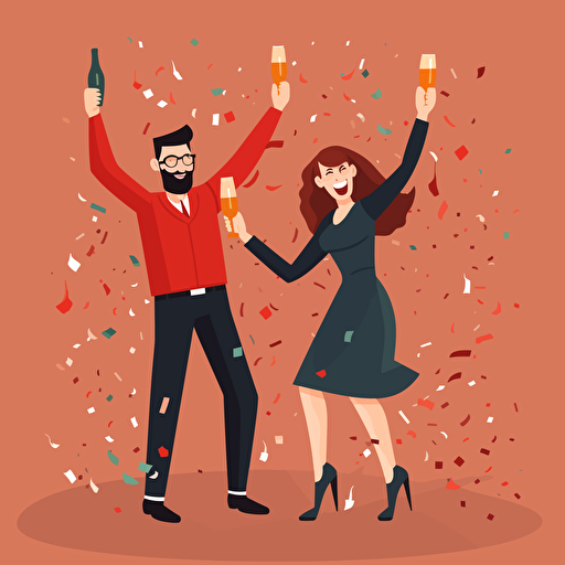 man and women celebrating, vector