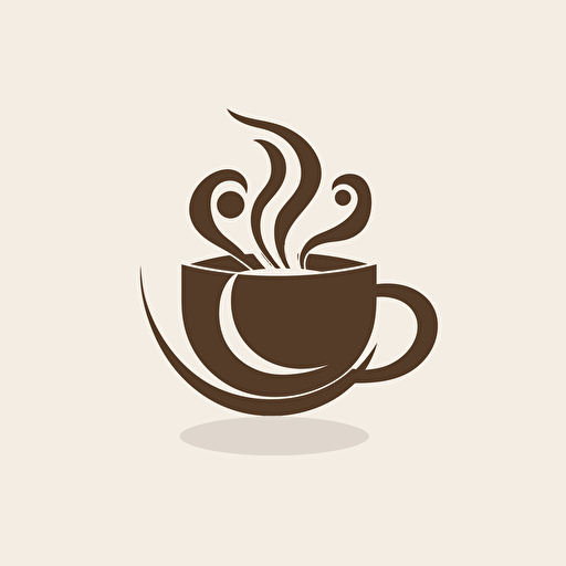 coffee logo, 2d, flat, minimal, white background, vector