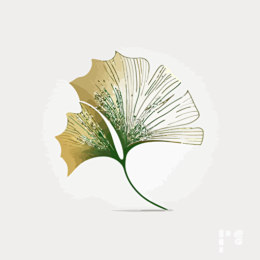 vector logo of a minimalist stylized ginkgo leaf, mono-color, white background, no text