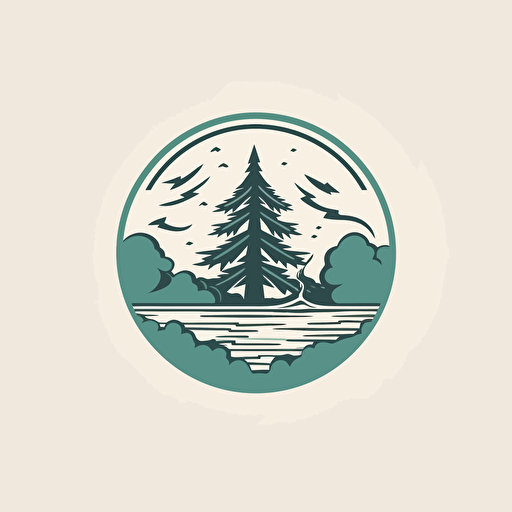 vector sport logo,pine trees,water,minimalist,simple,emblem,sticer,mascot