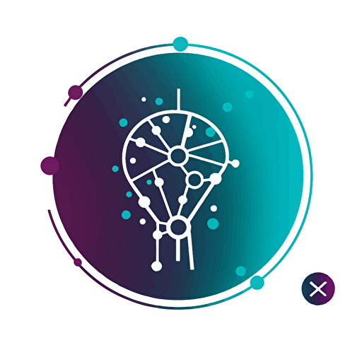 minimal vector neuralmex logo, cyan and purple , white background