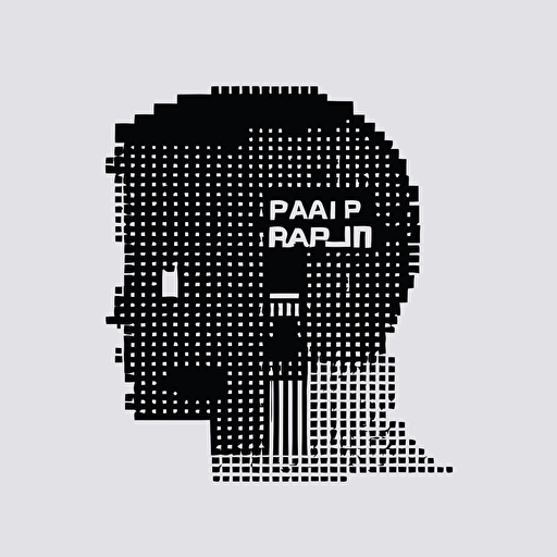 simple minimal logo of a person side face, pixel art, matrix code, flat vector logo, simple minimal, style of Paul Rand