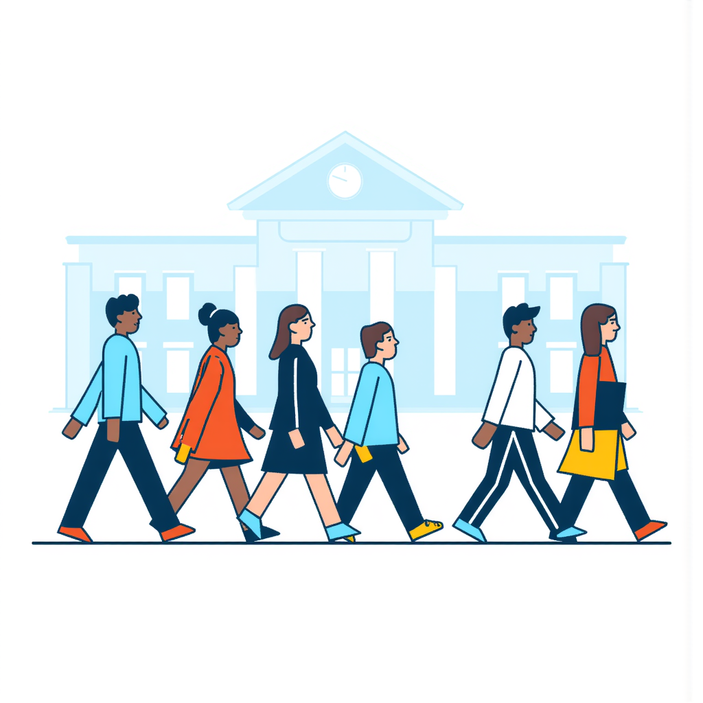 people walking in a college 