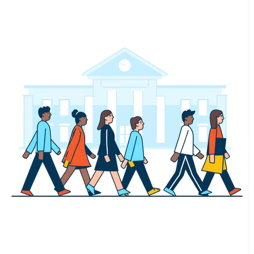 people walking in a college 