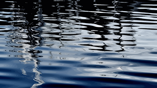 light reflexions on slow moving water, late evening on a clear night, silver dark indigo and white, crisp, vectorial,