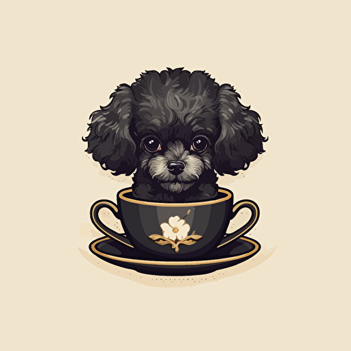 A vector logo of a teacup poodle, simple, memorable, sophisticated, elegant, luxurious, high-end, charming