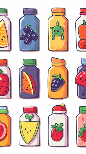 vector art of a juice carton illustration stickers, vivid colors, colorful, pastel cute colors, white background