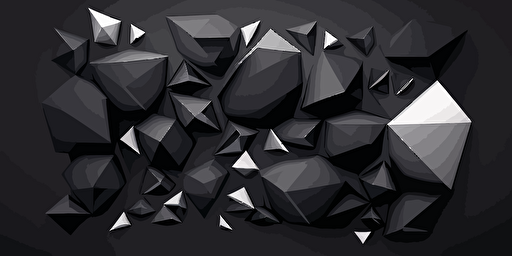 minimalist, vectorized, black shades, print layer , delicacy, elegant, polygon smooth puzzle, dark background