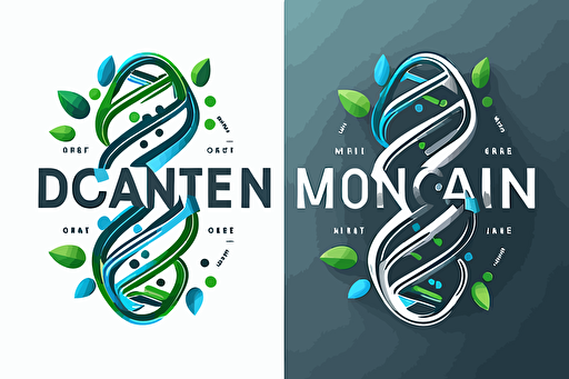 vector modern logo for a medical company, dna, technology, green, blue, gray