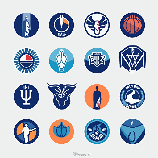 nba team logo, nba logos style logo, flat design, blue stake, vector render