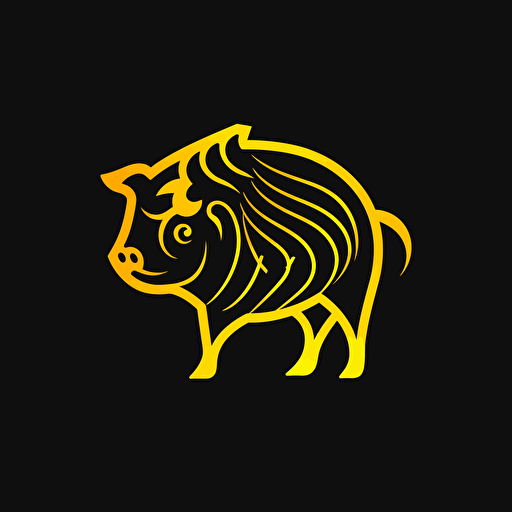 meat, logo, simple, vector, stroke, chinese style, yellow color, black background