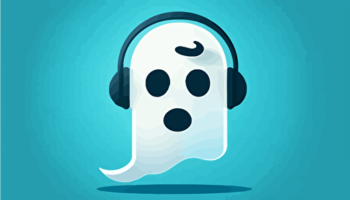 ghost with headphones vector icon, snapchat