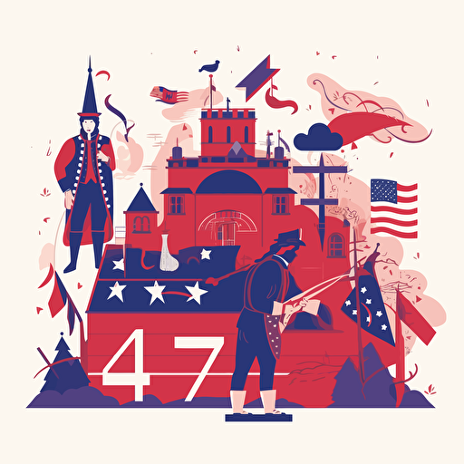 vector illustration of America 4th of July 1776. Historical day, America Independent Day celebration, in vivid colors