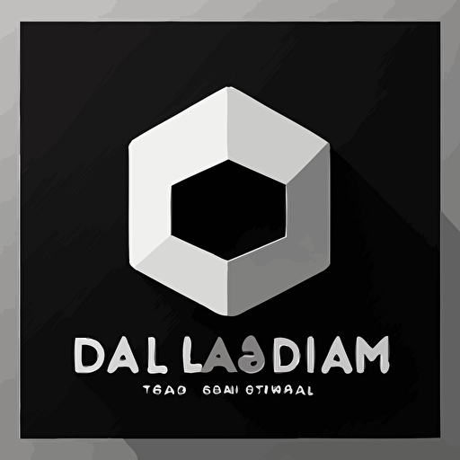 flat, vector, black and white only, square, solid shapes logo with brand name "Diorama"