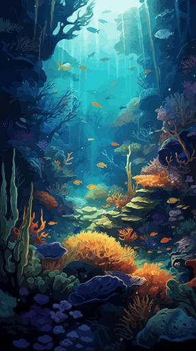 picturesque underwater scene, vector image, pdf format