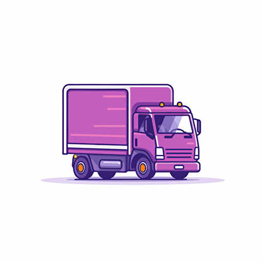 purple moving truck, vector, flat, cute, white background v5