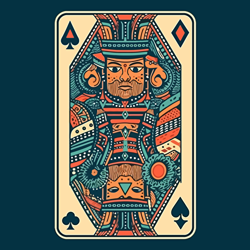 playing card king polynesian flat vector bright colours
