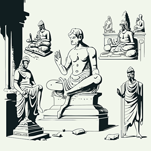 being a moderating influence the idea of restraint and patience asana shankara upanishad ved meditation isometric hand drawn sketches line drawing illustration vector