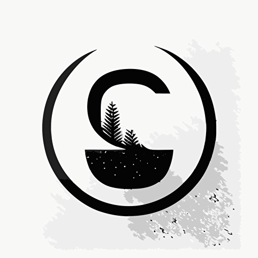 minimalistic vectorial logo monocromatic flat 2d, letter S and C, representing calmness and tranquility