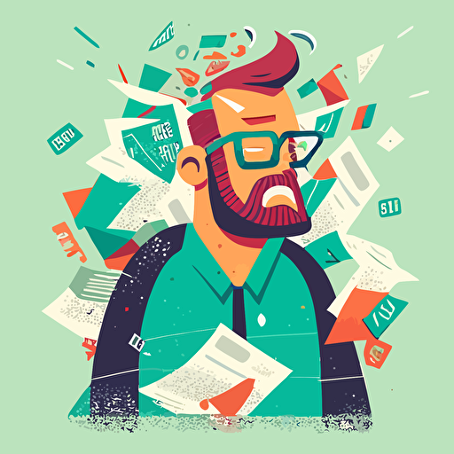 vector illustration of freelancer, stressed, living paycheck to paycheck in style of behance