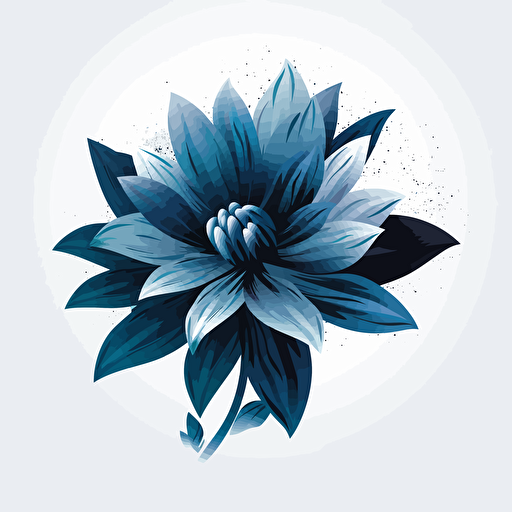 vector illustration style, one blue flower, white background, high quality,