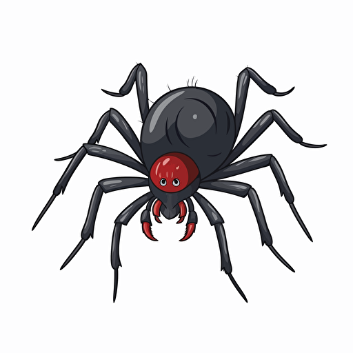 black widow spider, detailed, cartoon style, 2d clipart vector, creative and imaginative, hd, white background