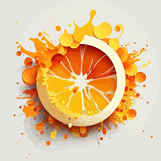 circle logo, clean logo, waterfall, explosion of orange, explosion of lemon, explosion of pamplemousse,4h, hd, vectoriel, ultra minimalist