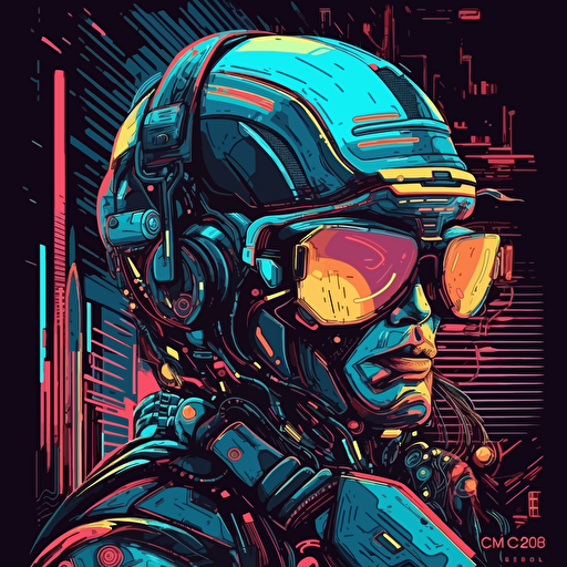 vector design of cyber punk imagery, ultra cool, dramatic