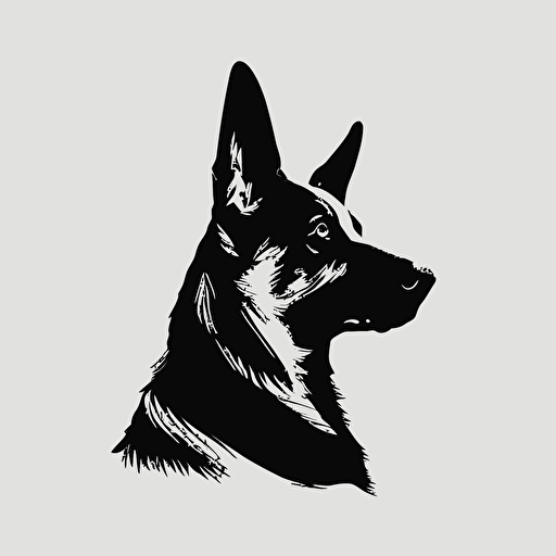 simple minimalistic iconic logo of a German shepherd dog. black vector on white background. v5