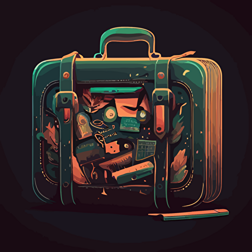 illustration if a fun closed briefcase. Vector. Moody