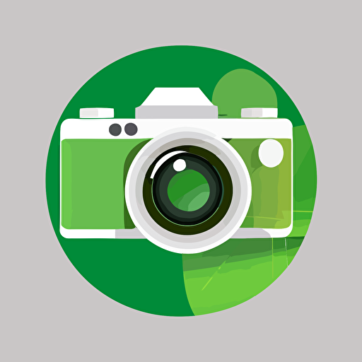 Camera Icon, white vector, high constrast, green background, SVG, PNG