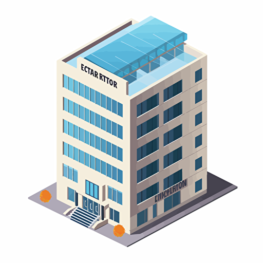 vector illustration of Indian company building, daylight, contrasting easy to remove background