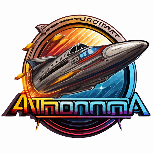 title logo for "Starship Andromeda", vector drawing, full color, transparent background.
