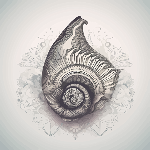epic ornamental conch shell vector with mandala in the background, detailed, heavenly, divine