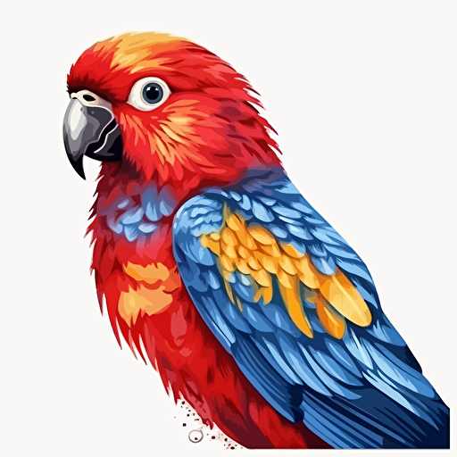 Rosella bird looking straight in the camera, white bg, vector