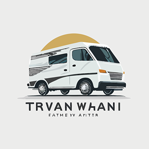 a cool, modern and minimalistic van rental company logo, vector, 2d, flat, White Background
