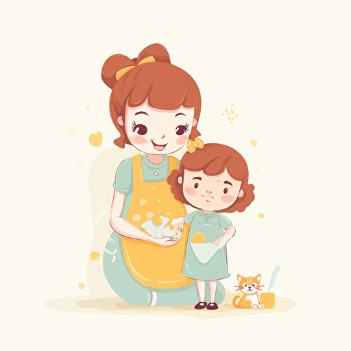 mommies little helper, cute, vector, white background