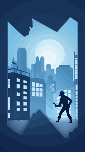 A robbery to be solved in a cut paper style, a safe emptied of its contents, footprints leading to a broken window, a city below, Illustration, vector, cut paper,