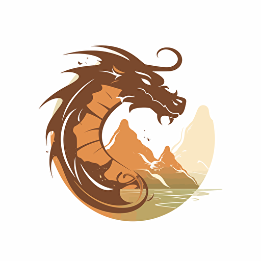 flat design, bronze dragon with mist in front of him, logo, simple design. vector design