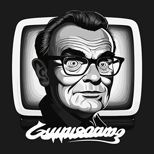 black on white illustration of tv show Goosebumps, 3:4, vector