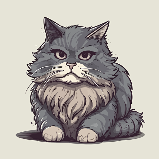 vector illustraion of a fluffy hand drawn cartoon cat