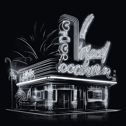 cool neon sign vector black and white