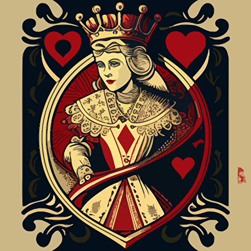 queen of hearts card, clipart, vector art